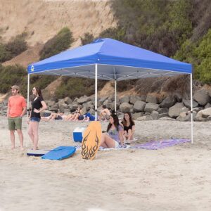 Crown Shades Instant Folding Canopy installed on a beach