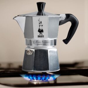 The Bialetti Moka Express espresso maker being used