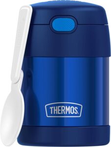 THERMOS FUNTAINER 10 Ounce Stainless Steel Vacuum Insulated Kids Food Jar with Folding Spoon, Navy